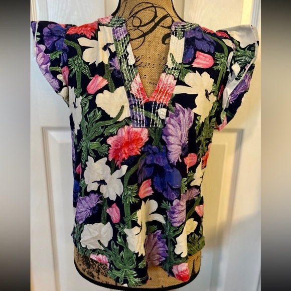 Maeve • Flutter Sleeve Floral Print Top - Picture 2 of 9